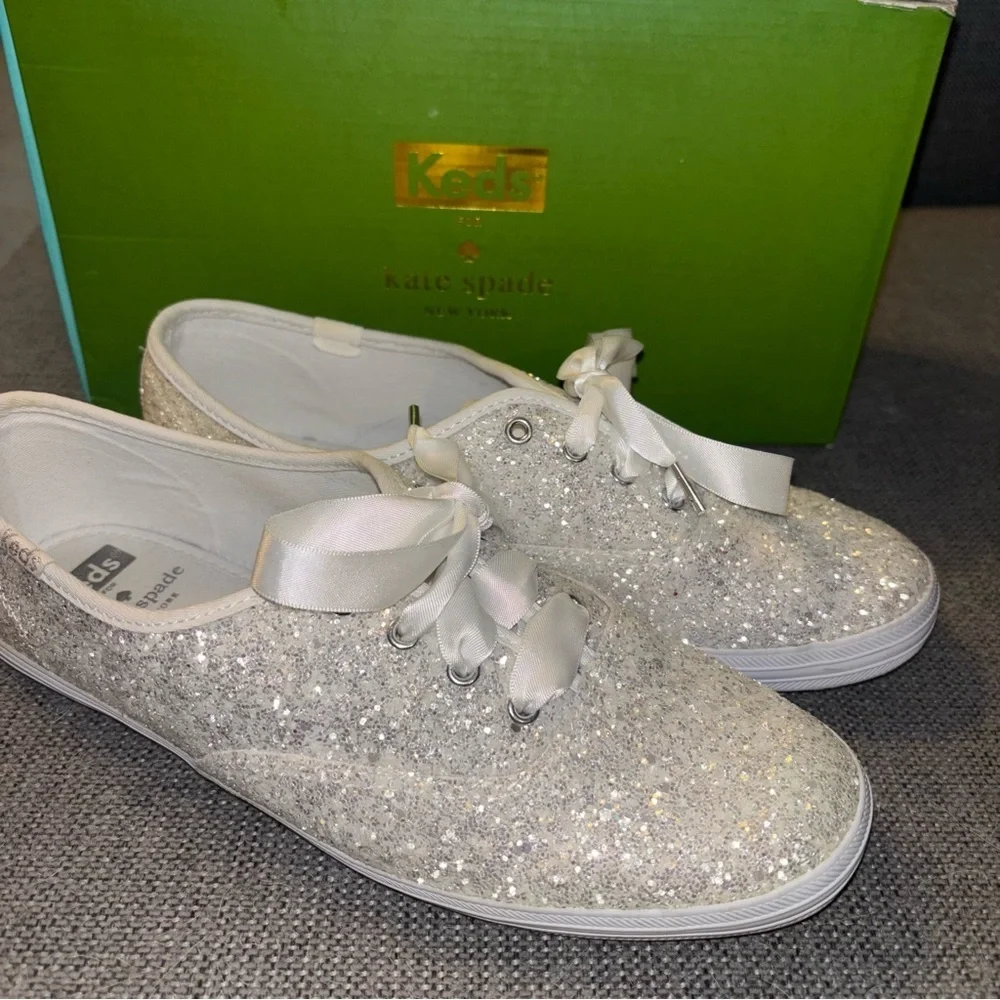 Kate Spade Keds Glitter Sparkle Sneaker Shoes, Size 7.5